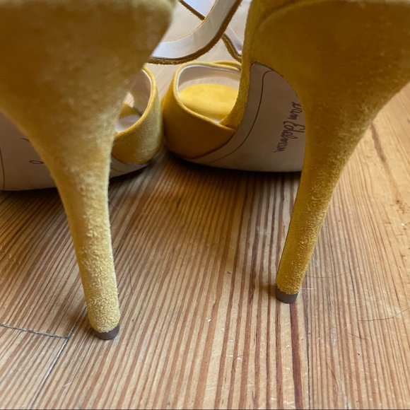 Sam Edelman yellow suede ankle strap stilettos SIZE 9 - Picture 5 of 9